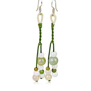 Incredible Dangling Beads Handmade Jade Earrings